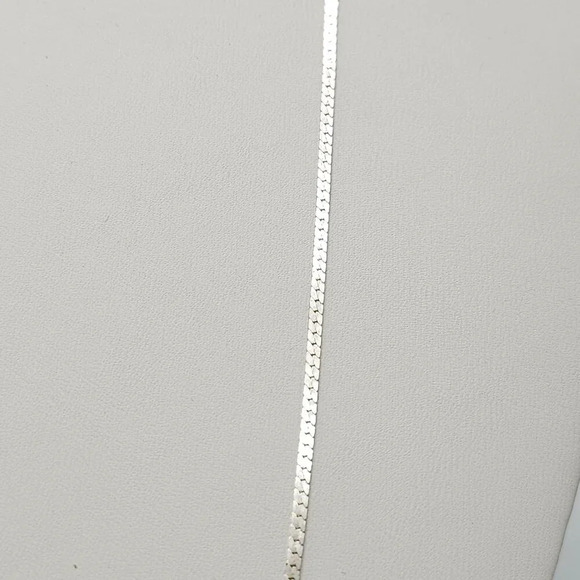 Sterling Silver Italian Herringbone Chain Necklace 29.5" Vintage (G) - Picture 2 of 6